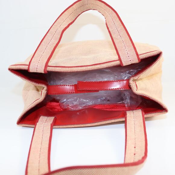 Vintage Prada Red & Natural Canvas Tote Bag - Picture 9 of 10